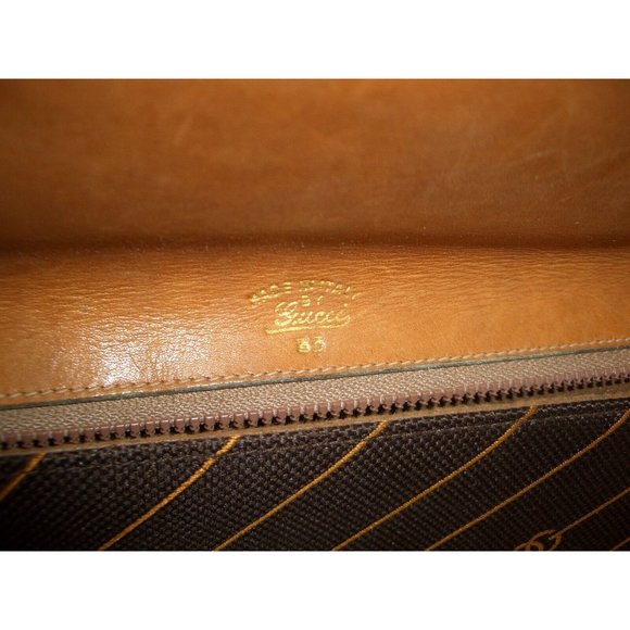 GUCCI early brown logo print XL asymmetrical envelope top clutch - Picture 7 of 13